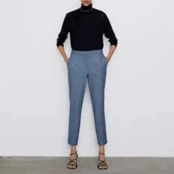 Zara Womens 6 Ankle Navy Slim Career Trouser - Picture 1 of 12